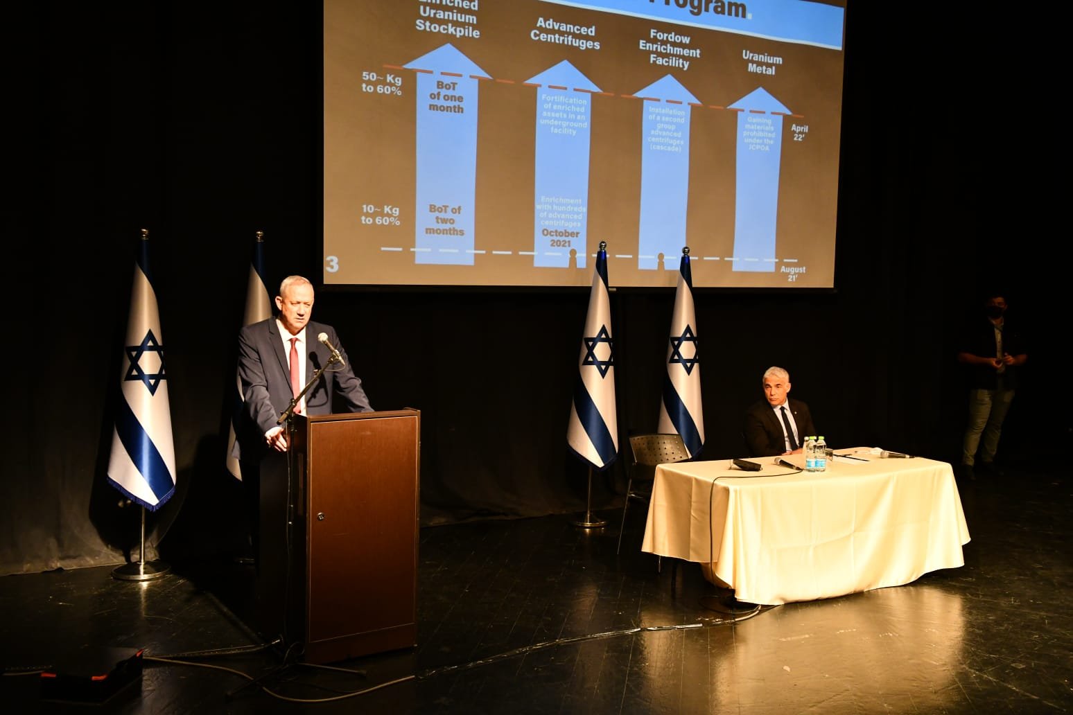 Die Minister Yair Lapid und Benny Gantz beim Treffen