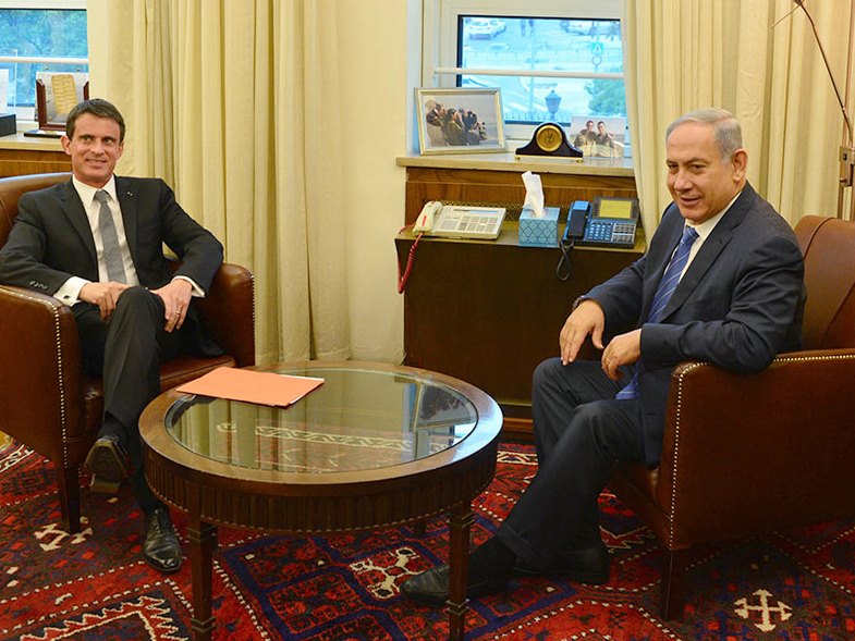 Ministepräsident Netanyahu mit dem französischen Premierminister Manuel Valls