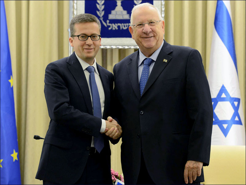 Präsident Rivlin mit dem EU-Kommissar Carlos Moedas