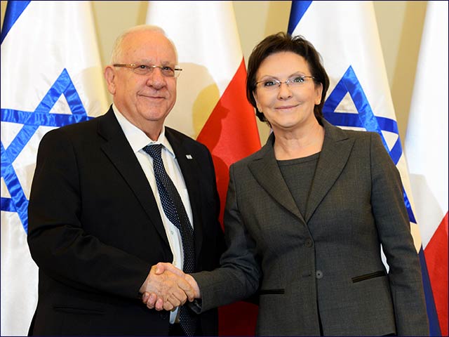 President Rivlin with Polish Prime Minister Ewa Kopacz in Warsaw