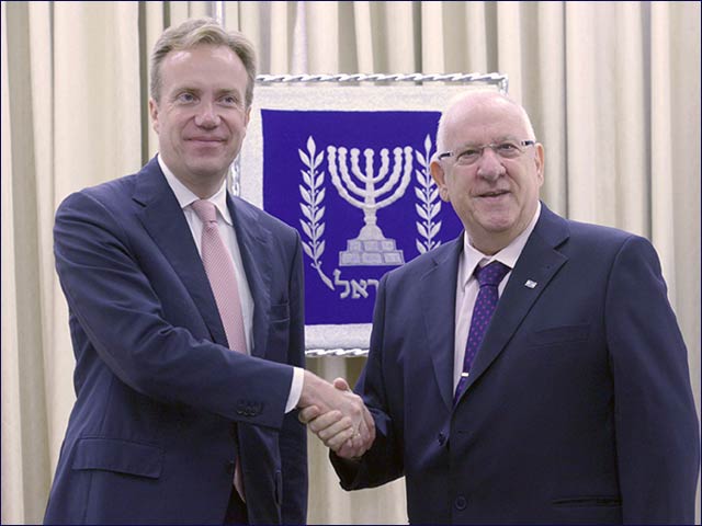 President Rivlin with Norwegian FM Borge Brende in Jerusalem