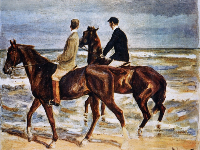 Das Gemälde "Zwei Reiter am Strand" von Max Liebermann