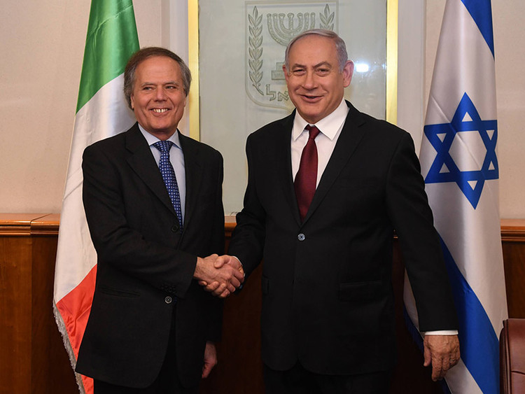 Der italienische Außenminister Milanesi und Premierminister Netanyahu