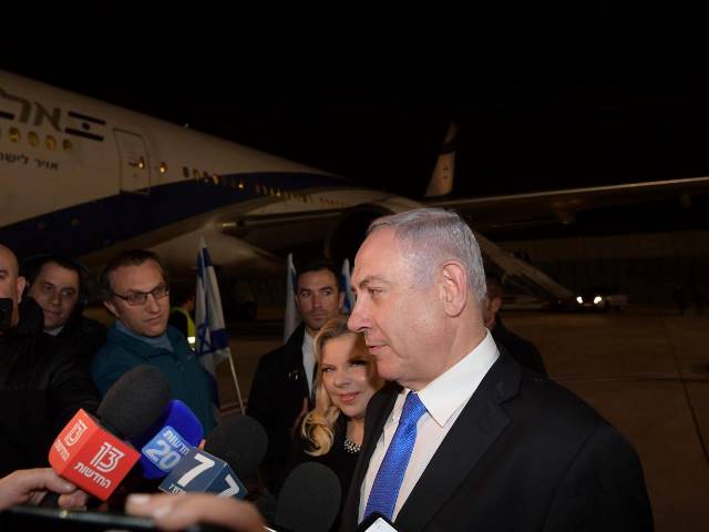 Premierminister Netanyahu vor seiner Abreise nach Warschau