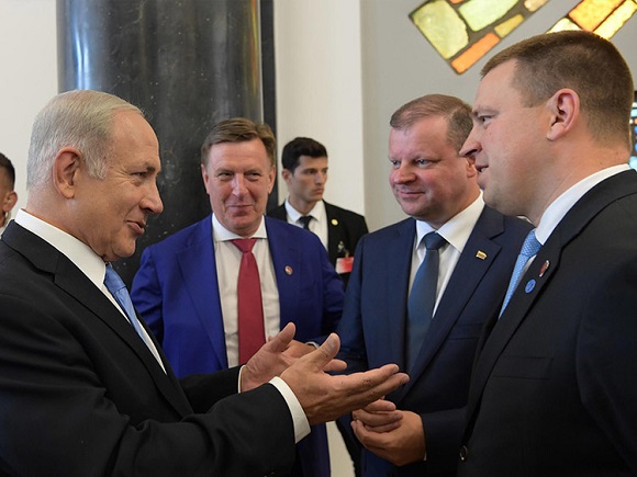 Die Premierminister Netanyahu, Kučinskis, Skvernelis und Ratas