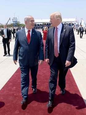 Premierminister Netanyahu und US-Präsident Trump am Flughafen Ben Gurion