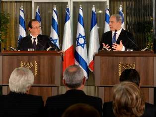 PM Netanyahu at press conference with French President Hollande