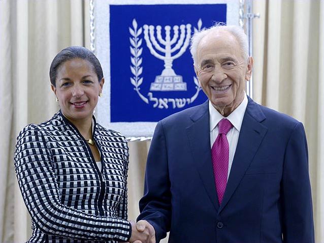 President Peres with US National Security Advisor Susan Rice in Jerusalem