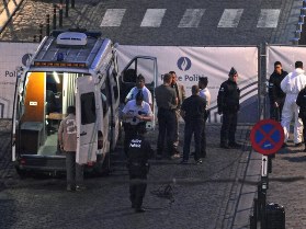 Site of shooting attack at the Jewish Museum in Brussels in which four people were killed