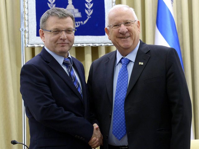 President Rivlin with the Foreign Minister of the Czech Republic Lubomír Zaorálek