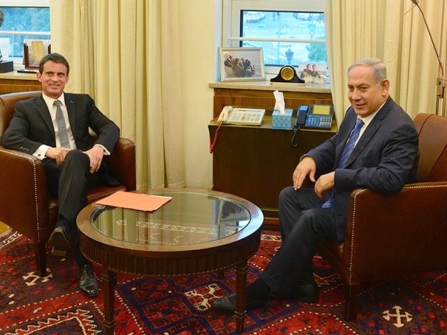 PM Netanyahu with French PM Manuel Valls