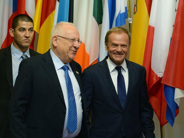 President Reuven Rivlin with European Council President Donald Tusk