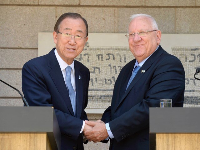 President Rivlin with UN Sec. Gen. Ban Ki-moon in Jerusalem