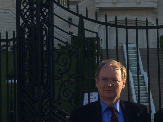 Christian Berger in front of the Bahai Gardens in Haifa, Israel