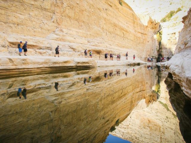 Hikers on a trail at Ein Avdat