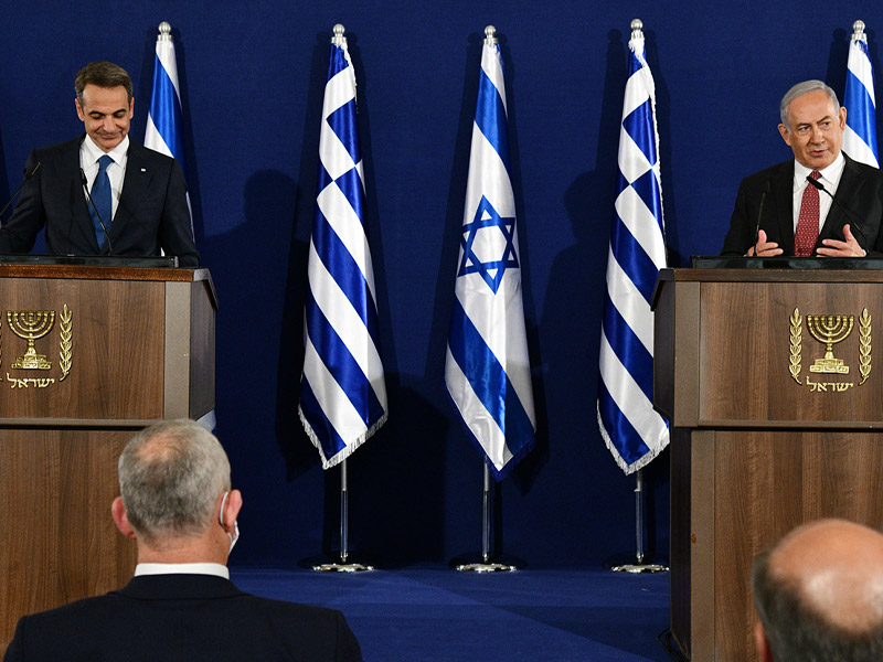 PM Netanyahu with Greek PM Mitsotakis at the joint statements