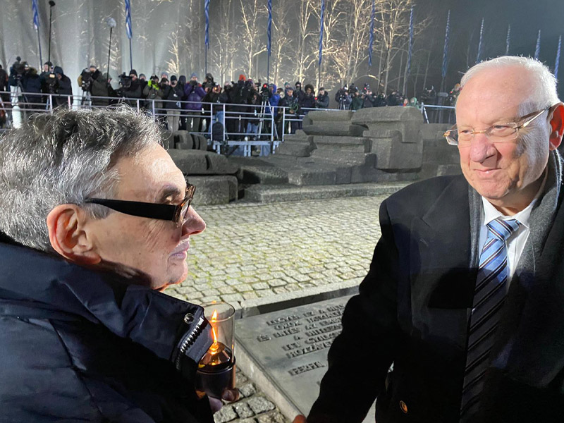 President Rivlin with Auschwitz survivor Marian Turski.