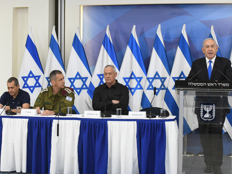 PM Netanyahu at the Defense Ministry in Tel Aviv