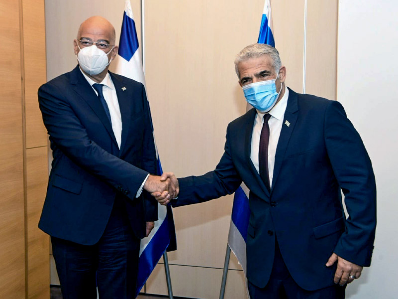 FM Lapid with Greek FM Nikos Dendias