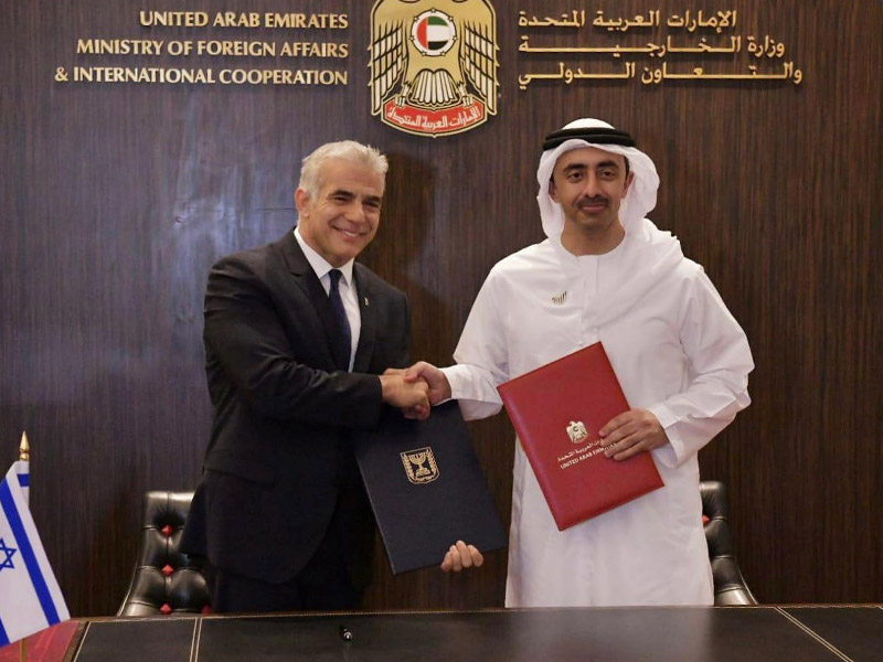 FM Lapid and UAE FM H.E. Sheikh Abdullah bin Zayed Al Nahyan in Abu Dhabi