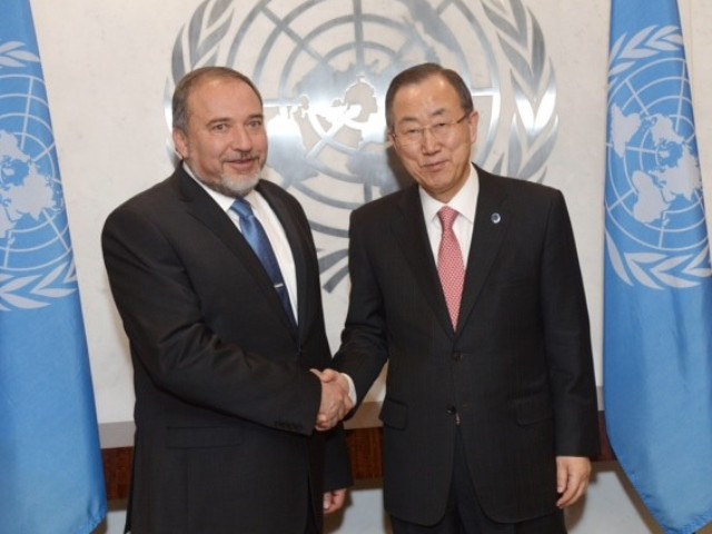 FM Liberman meets UN SG Ban Ki-moon