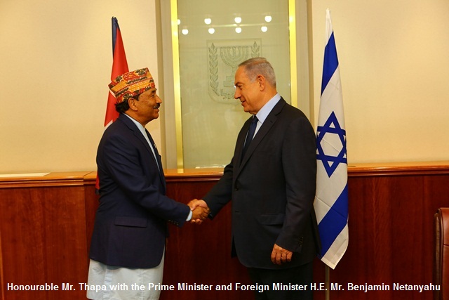 Honourable Mr. Thapa with the Prime Minister and Foreign Minister H.E. Mr. Benjamin Netanyahu.jpg