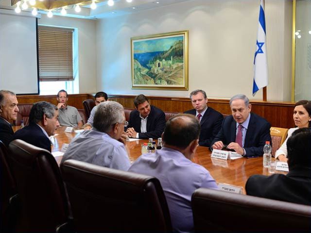 Prime Minister Benjamin Netanyahu meeting with Arab sector mayors at his office in Jerusalem