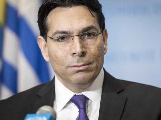 Amb Danny Danon speaks to the media before Security Council meeting