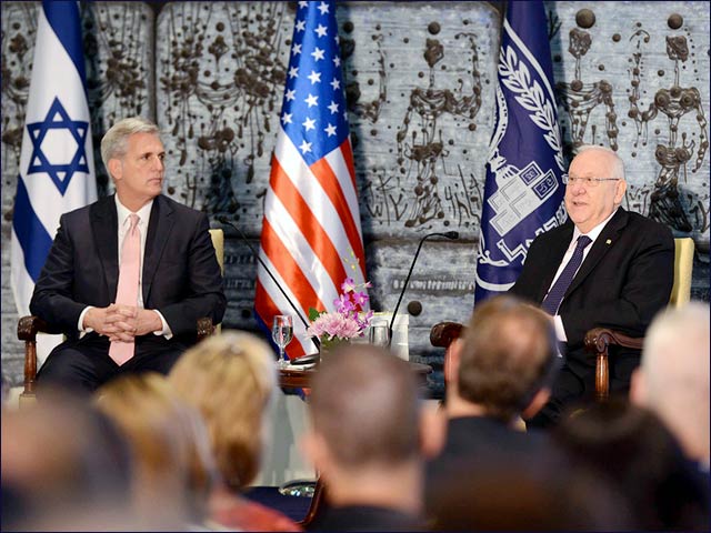 President Rivlin with the delegation of Republican members of the US Congress at the President's Residence in Jersualem