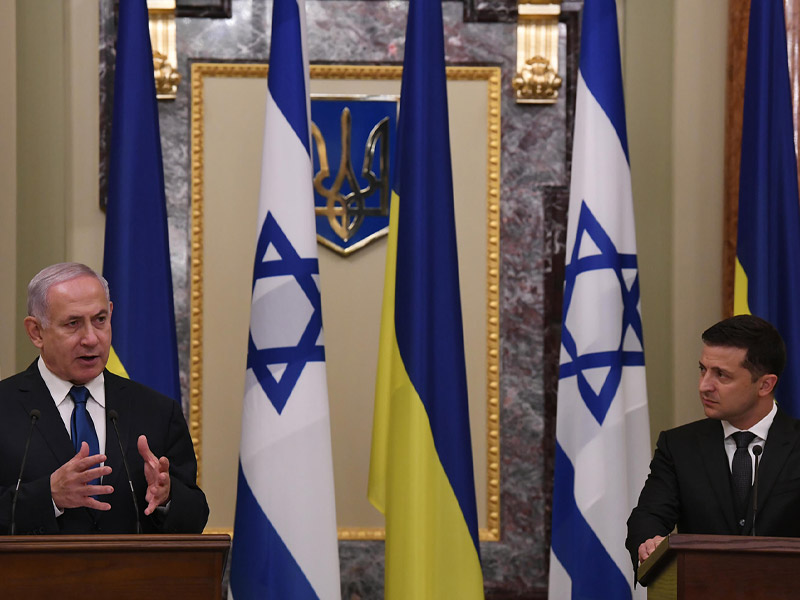 PM Netanyahu and Ukraine President Zelensky at the signing ceremony for bilateral agreements.