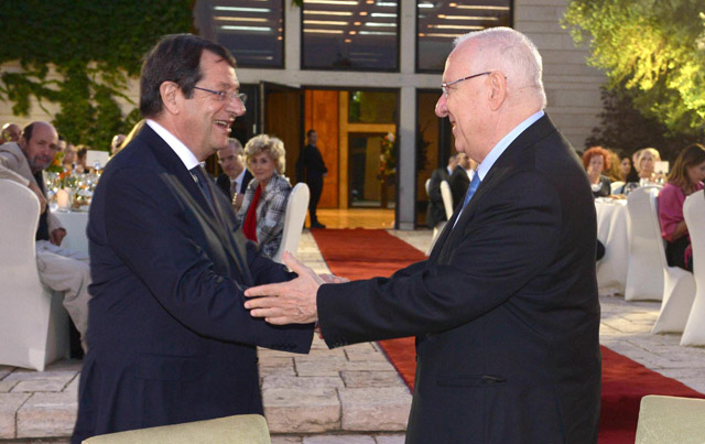 President Rivlin and Cyprus President Nicos Anastasiades at state dinner