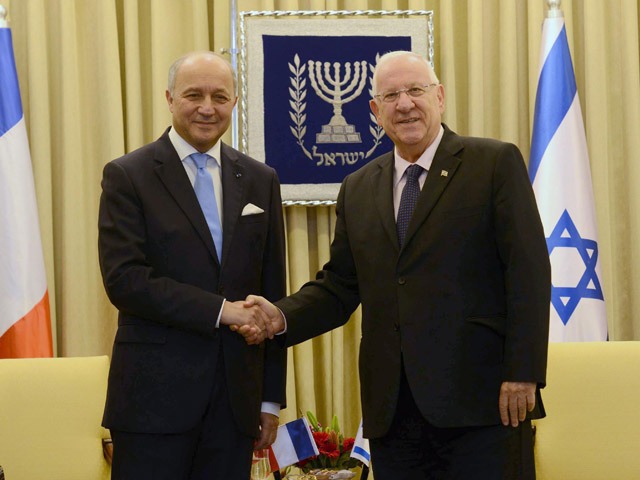 President Rivlin meets with French FM Fabius