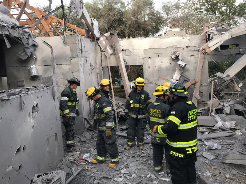 The home in the Sharon region destroyed by the rocket from Gaza