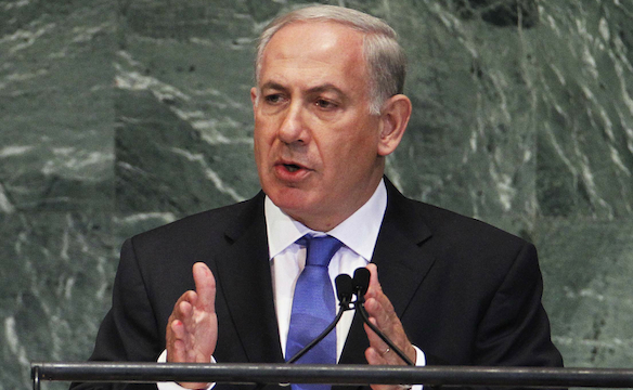 Israel's Prime Minister Benjamin Netanyahu addresses the 67th United Nations General Assembly at the U.N. Headquarters in New York, September 27, 2012. REUTERS/Lucas Jackson (UNITED STATES - Tags: POLITICS)