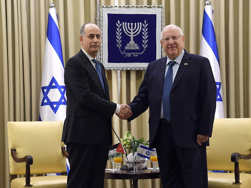 President Rivlin with the incoming ambassador of Jordan, Ghassan Majali.