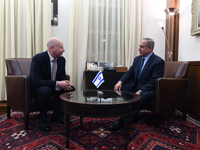 PM Netanyahu with US President Trump's Special Representative for International Negotiations, Jason Greenblatt