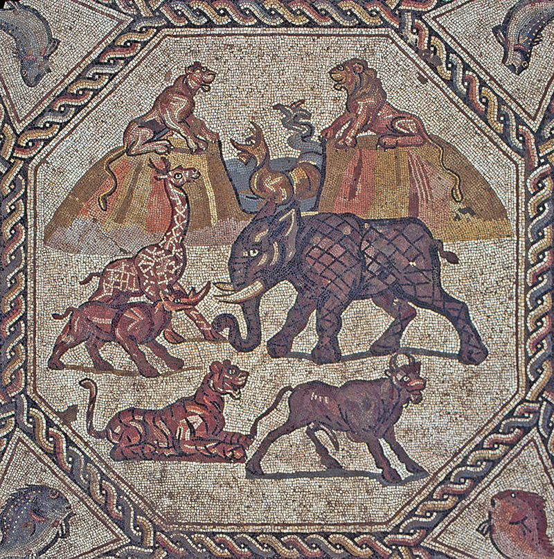 Animal figures in the mosaic