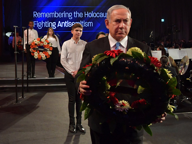 PM Netanyahu laying a wreath at the World Holocaust Forum at Yad Vashem