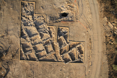 Aerial view of the excavation site