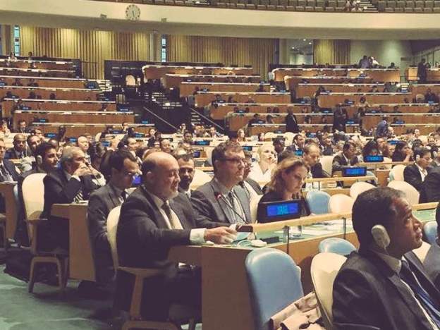 Amb. Prosor delivering his final speech at the General Assembly