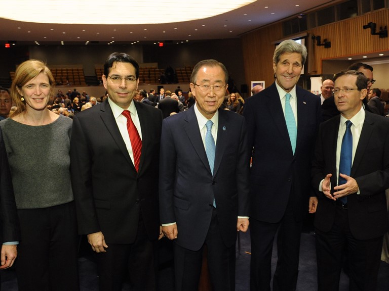 Ambassador Power, Ambassador Danon, UN SG Ban Ki-moon, SoS Kerry and Opposition Leader Herzog