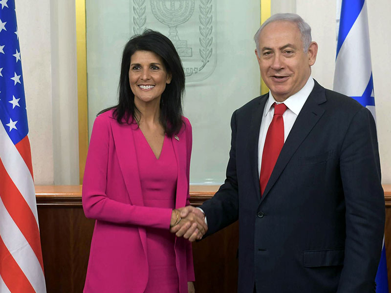 PM Netanyahu with US Ambassador to the UN Nikki Haley.