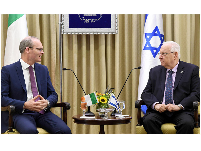 President Rivlin with Irish FM Simon Coveney at the President’s Residence in Jerusalem