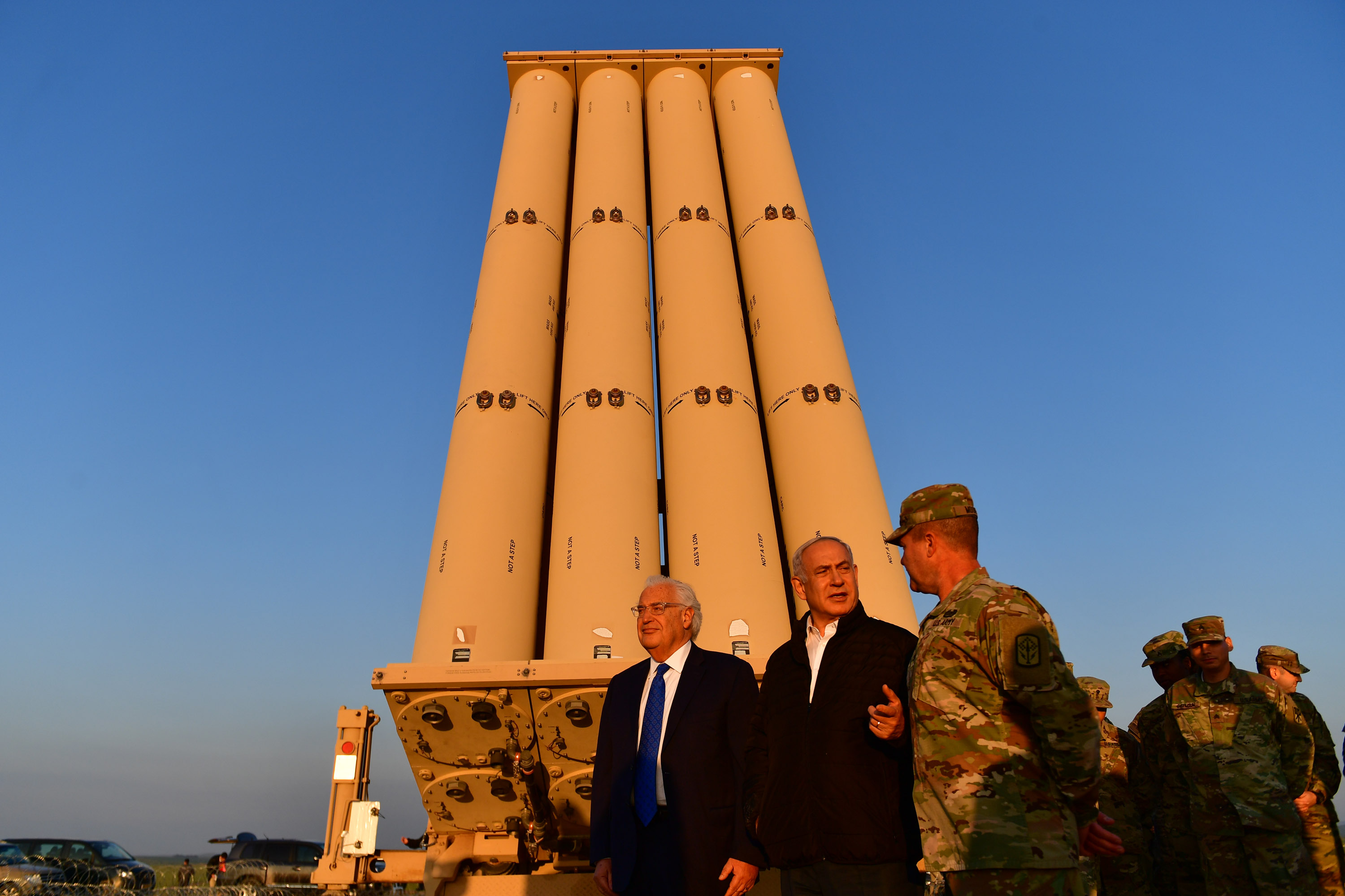 PM and DM Netanyahu and US Amb. Friedman Tour Deployment Area of US THAAD Anti-Missile System. Photo: Kobi Gideon, GPO