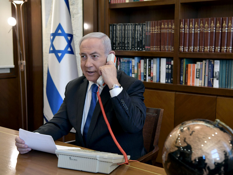 PM Netanyahu holding a  virtual conference with US President Donald Trump and Crown Prince Mohammed bin Zayed of the United Arab Emirates.