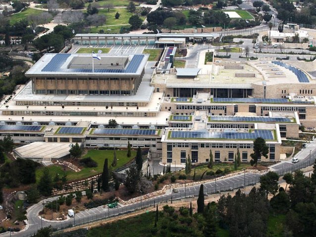 Simulation of Knesset with solar panels